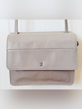 HOBO Grey Compact Crossbody Shoulder Bag Silver Accent Minimalist Chic NWOT